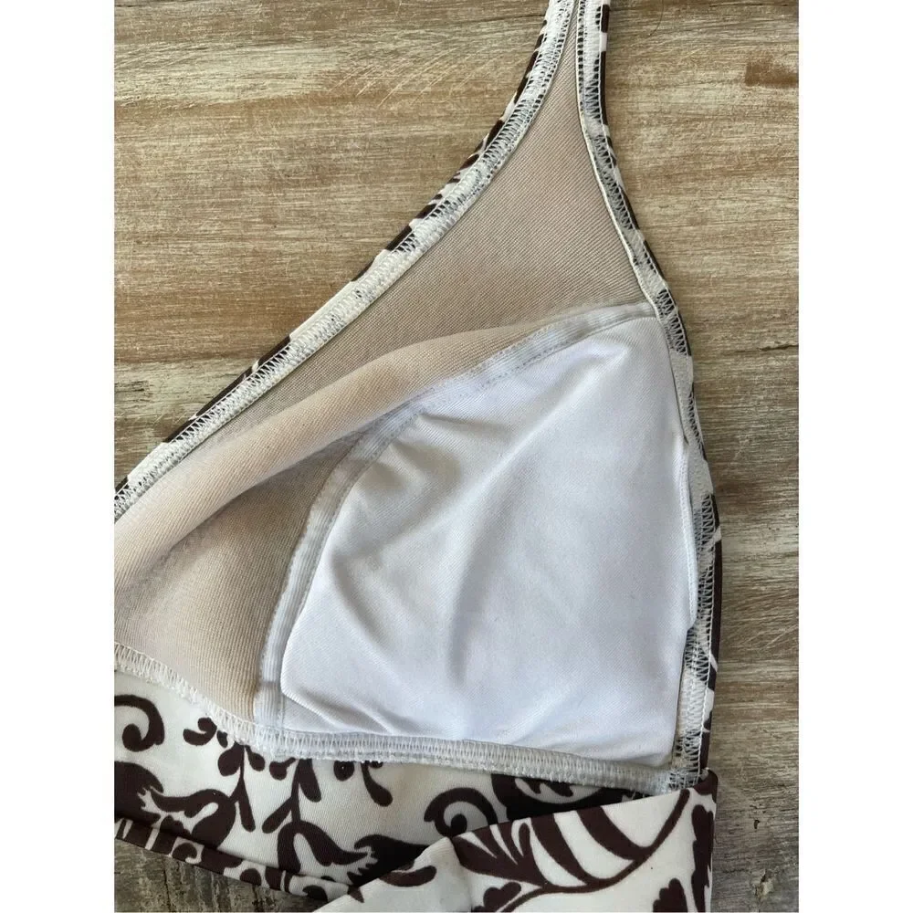 Victoria’s Secret Pink label brown and White bikini top medium